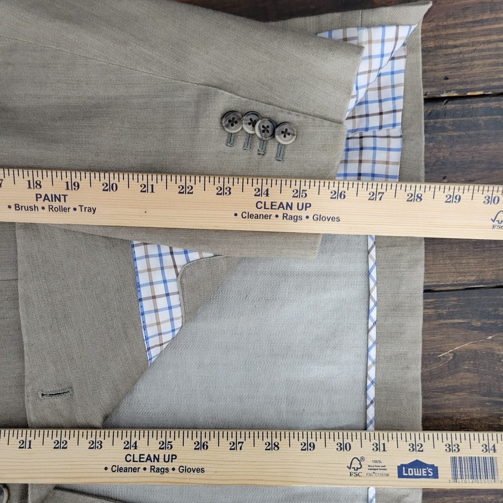 Johnston Murphy Men's Sport Coat Blazer Three Button Tan Cotton Spandex Size XL - Picture 6 of 16